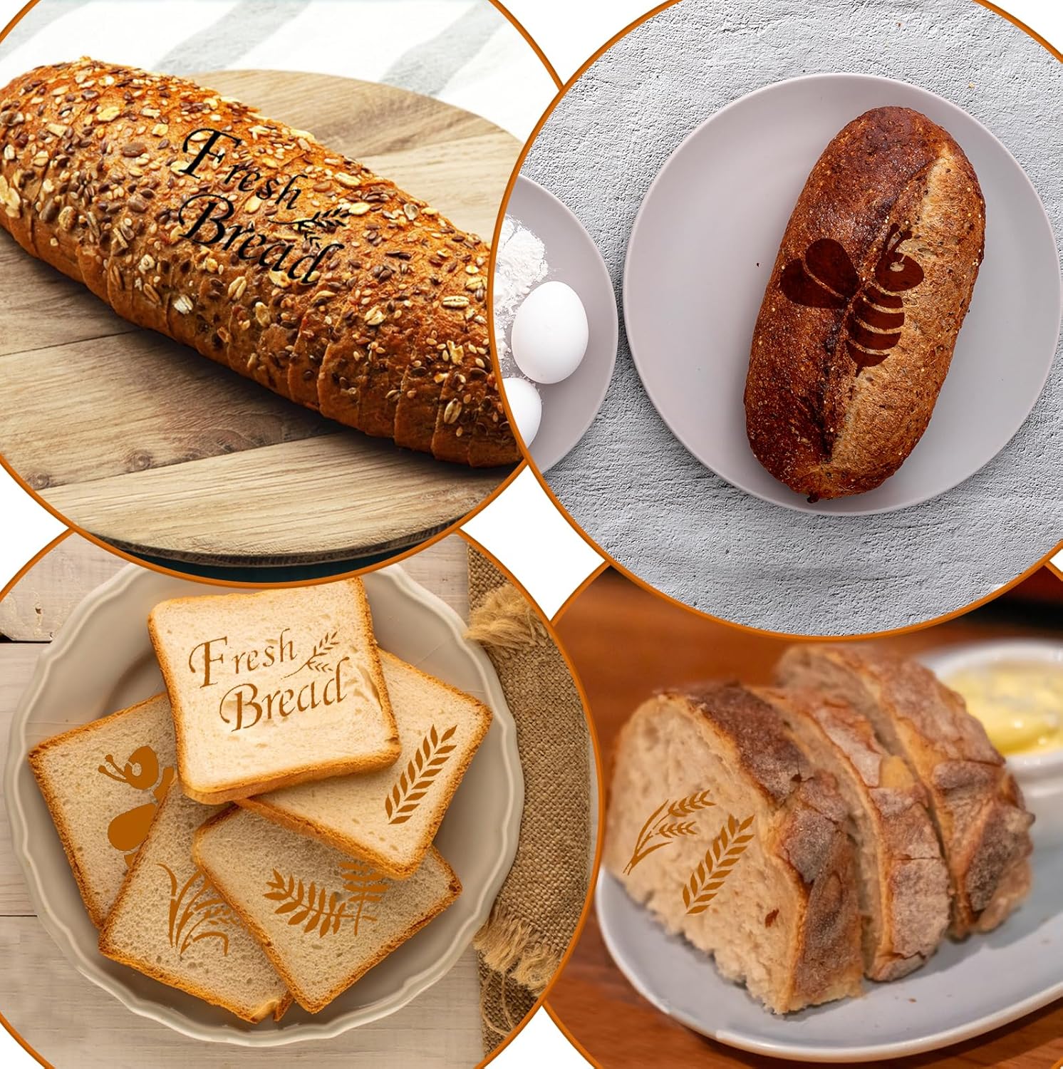 15Pcs Bread Stencils for Sourdough, Cake Stencils Mold Set for Bakery Supplies, Stencil Template for Bread Making Accessories, Gifts for Sourdough Bakers, Pie, Cookie birthday for Decorating（5.9*5.9in
