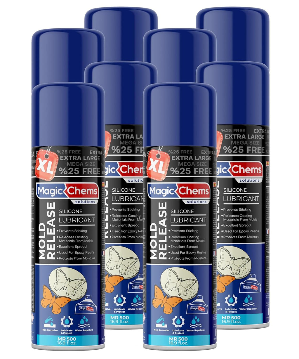 Mold Release, Silicone Mold Release Spray (8x16.9 fl oz/500ml) Mold Release for Epoxy Resin and Candle Mold Release Spray (8 Pack Mega Size)