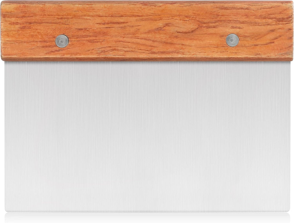 New Star Foodservice 36237 Wood Handle Dough Scraper, 6 by 3-Inch, Silver