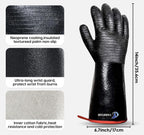 932°F Extreme Heat Resistant Gloves for Tansyan Grill BBQ, Waterproof Long Sleeve Pit Grill Gloves for Fryer, Baking, Oven,Smoker,Fireproof, Oil Resistant Neoprene Coating（14-Inch ）