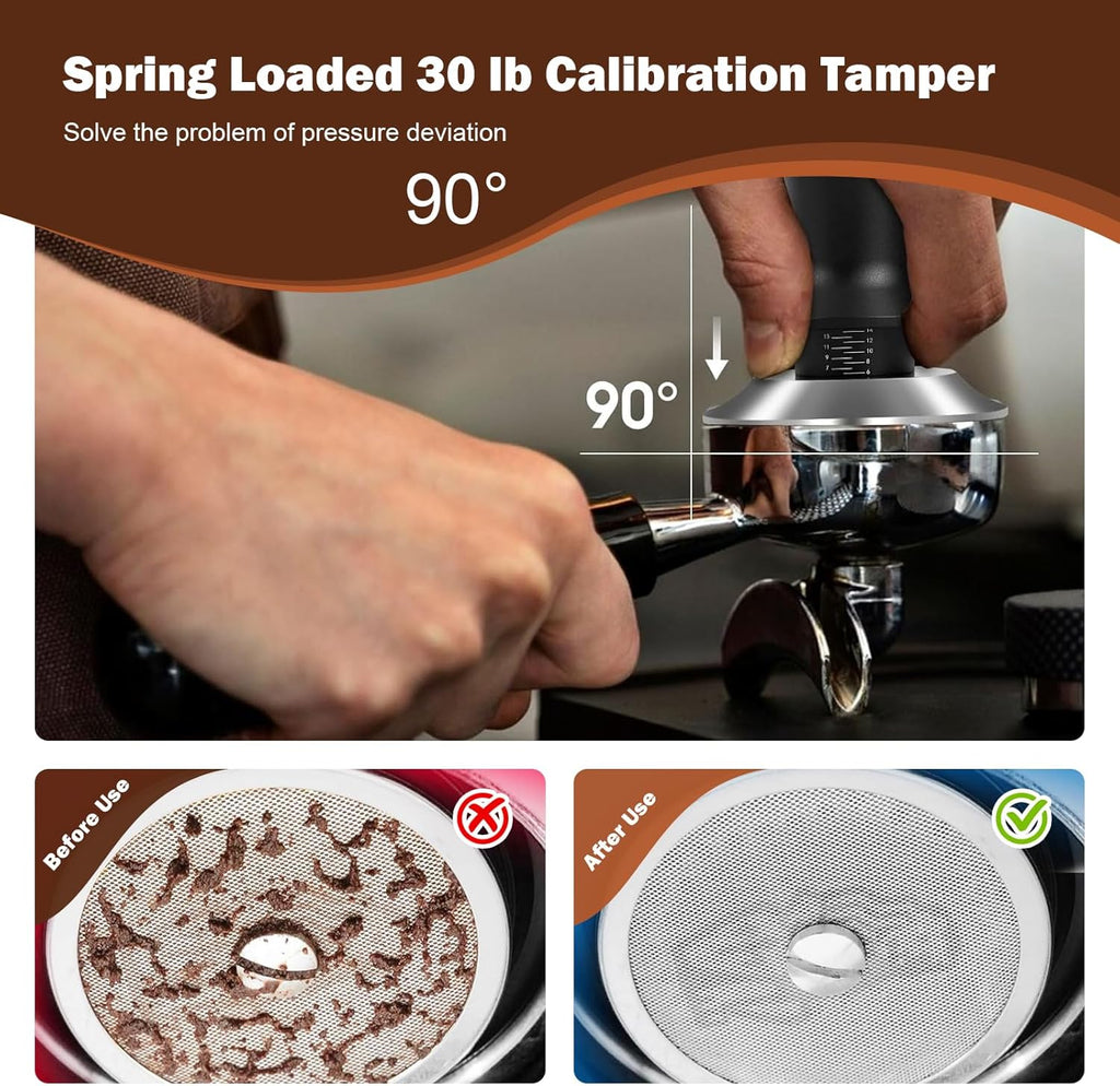 51mm Espresso Accessories Kit, Espresso Tamper with 100 Coffee Filter Papers, WDT Tool, Dosing Ring, Brush, Silicone Mat & Cleaning Cloth – Barista Tools for 51mm Portafilters & Espresso Machines