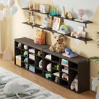 DINZI LVJ Long Wall Shelves, 55.1Inch Wall Mounted Shelves Set of 2, Extra Large Floating Storage Ledges with Sturdy Metal Brackets for Living Room, Bathroom, Bedroom, Kitchen, Espresso