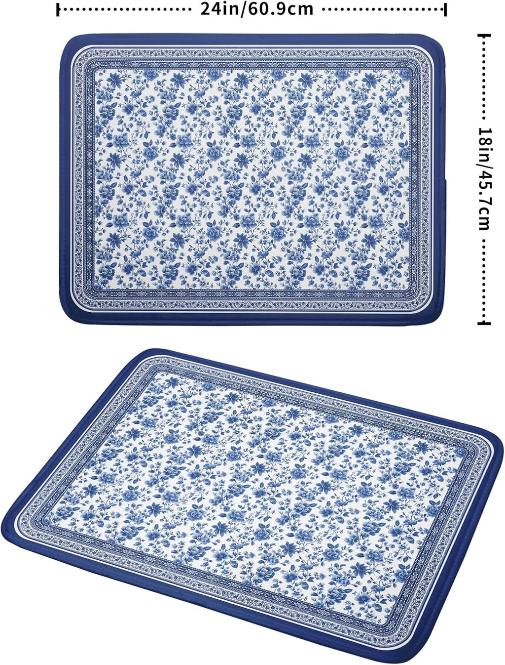 Blue Floral Branches Dish Drying Mat for Kitchen Counter Chinoiserie Pattern Dish Drying Pad 18x24 In Absorbent Vintage Flowers Decor Dishes Drainer Pad Dish Dry Rack Mat for Counter Coffee Bar