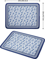 Blue Floral Branches Dish Drying Mat for Kitchen Counter Chinoiserie Pattern Dish Drying Pad 18x24 In Absorbent Vintage Flowers Decor Dishes Drainer Pad Dish Dry Rack Mat for Counter Coffee Bar