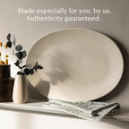 over&back Coupe Stoneware Serving Platter - Elegant 1-Piece Oval Serving Platter to Complete Your Kitchen Set - 16.4" x 11.5" - Semi-Matte Ivory