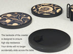 Absorbent Coasters for Drinks with Holder - 6packs, Silicone Coaster with Soft Felt Insert (4.3 inch Coasters with 4.5 inch Holder, Dual-Sided Flower -Themed Patterns)
