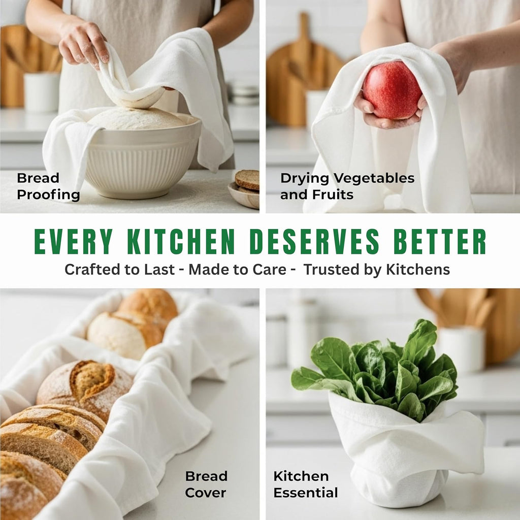 Flour Sack Towels | Tea Towel for Crafts| Kitchen Dish Cotton Blank Towel for Embroidery| Baking Bread Proofing Linen Cover| Thick Absorbent Quick Dry| 2 Pack 33"x38" White