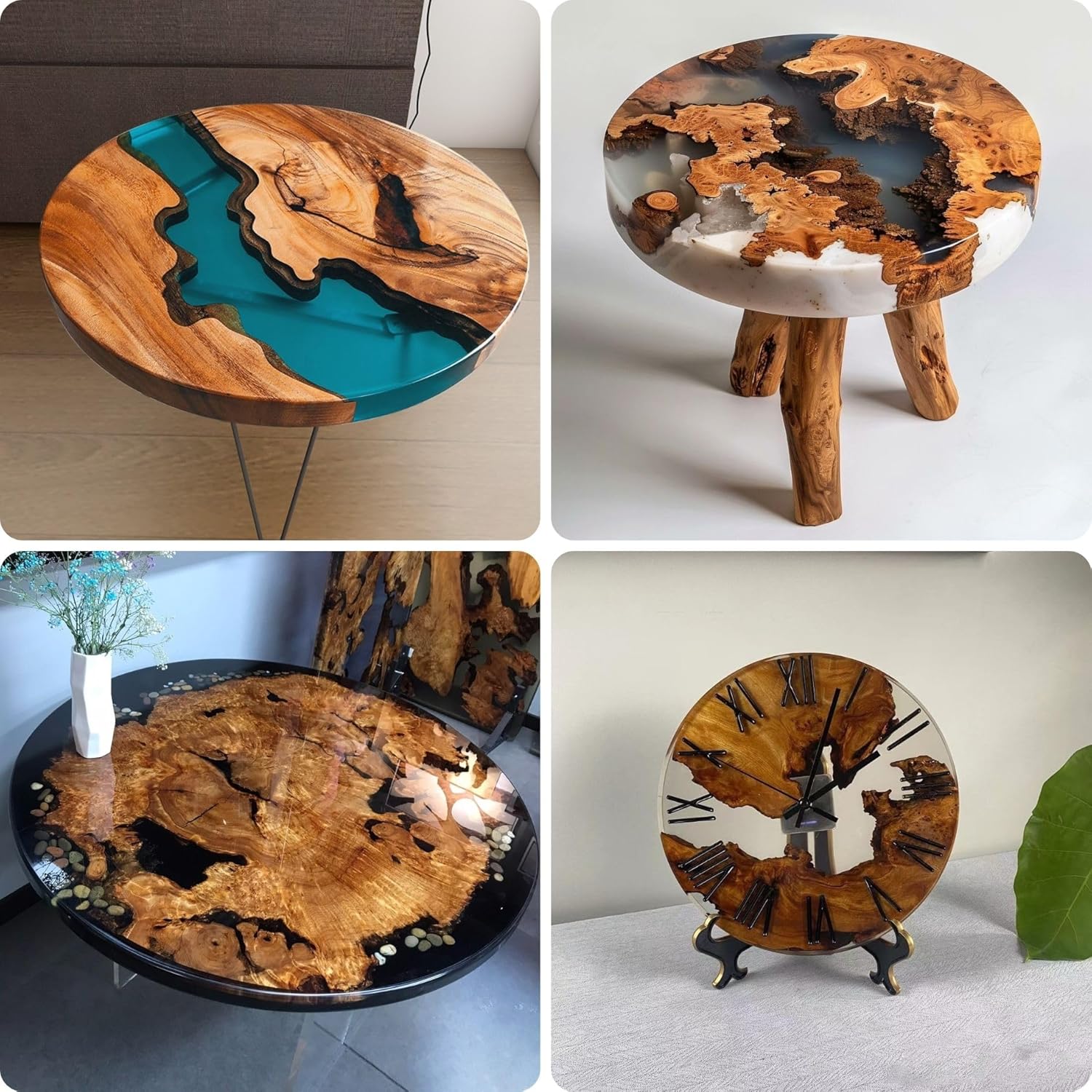 Resin Mold Large Round Deep -Kalinta 12inch Reusable Epoxy Round Molds for Resin Clock, Serving Tray Board, End Table，Floral Preservation Bouquet