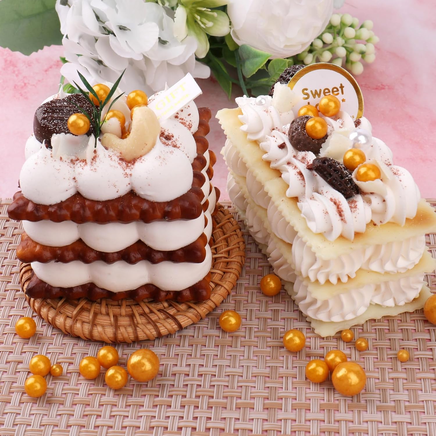 Matte Gold Pearl Sugar Sprinkles, 6 Sizes Mix Edible Sprinkles for Cake Decorating, Wedding Parties Supplies Cupcake Topping Cake Decorations 4.6 oz