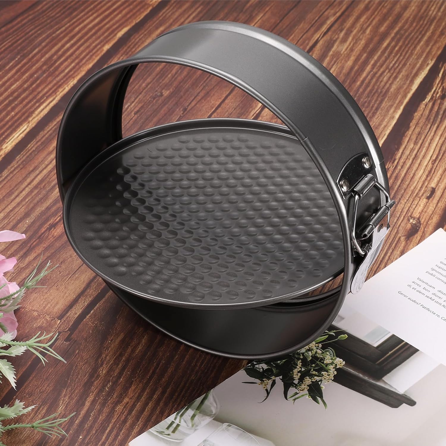 uxcell 11 Inch Springform Pan Nonstick Cake Pan with Removable Bottom Round Leakproof Cake Baking Pans Molds for Baking, Cheese Cakes, Pizza, Biscuits, Black（1pcs