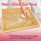 Montex Pastry Board with Measurement 24'' x 20", Wooden Kneading Board, Pastry Board for Rolling Dough, Pastry Baking Board with Counter Lip