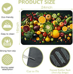 Kitchen Mat Fruits Vegetables Dish Drying Mat 16"x24" Bsorbent Coffee Maker Mat for Sink Dishes or Under Rack Kitchen Counter Accessories Absorbent Hide Stain Rubber Backed Dish Drying Pad