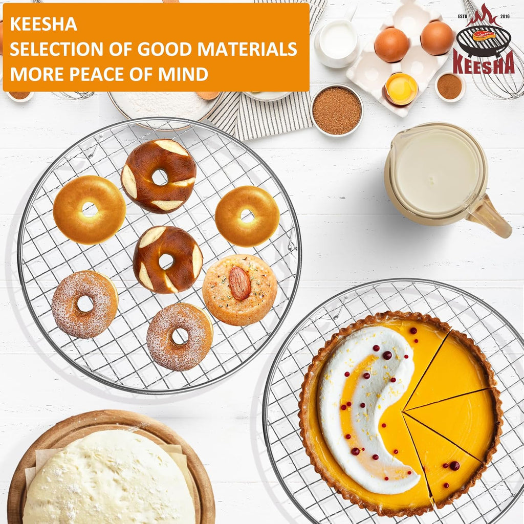 Cooling Rack - 10" & 8.3" 304 Stainless Steel Dish Rack for Cooking and Baking - Premium Steamer Rack, Canning Rack - Stackable Cake Cooling Rack - Set of 2