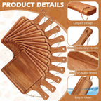Tanlade 16 Pcs Acacia Wood Cutting Board with Handle Chopping Boards Decorative Charcuterie Platter Pizza Bread Cheese Fruit Serving Tray for Kitchen Counter Table Christmas Decorate(14 x 8 Inch)