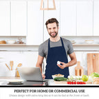 GREEN LIFESTYLE 12 Pack Professional Chef Apron – Grilling Aprons for Men, Waterproof Cooking Apron for BBQ, Work or Restaurant Use, Kitchen Aprons for Women – Navy, No Pockets
