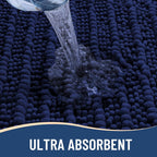 Arotive Luxury Chenille Bathroom Rug Mat, Extra Soft Thick Absorbent Shaggy Bath Rugs, Non-Slip Machine Wash Dry, Plush Bath Mats for Bathroom, Shower and Tub, 44x32, Navy