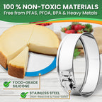 STAINLESS STEEL Springform Pan with REUSABLE Nonstick Silicone Liner - NON TOXIC Springform Pan for Cheesecake, 9 Inch Springform Ppan