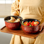 MEKY 20 Ounces Soup Bowls, Ceramic Cereal Bowls Set of 6, Microwave & Dishwasher Safe, Snack Bowls for Kitchen, Ideal for Pasta, Salad, Rice, Oatmeal(Red)