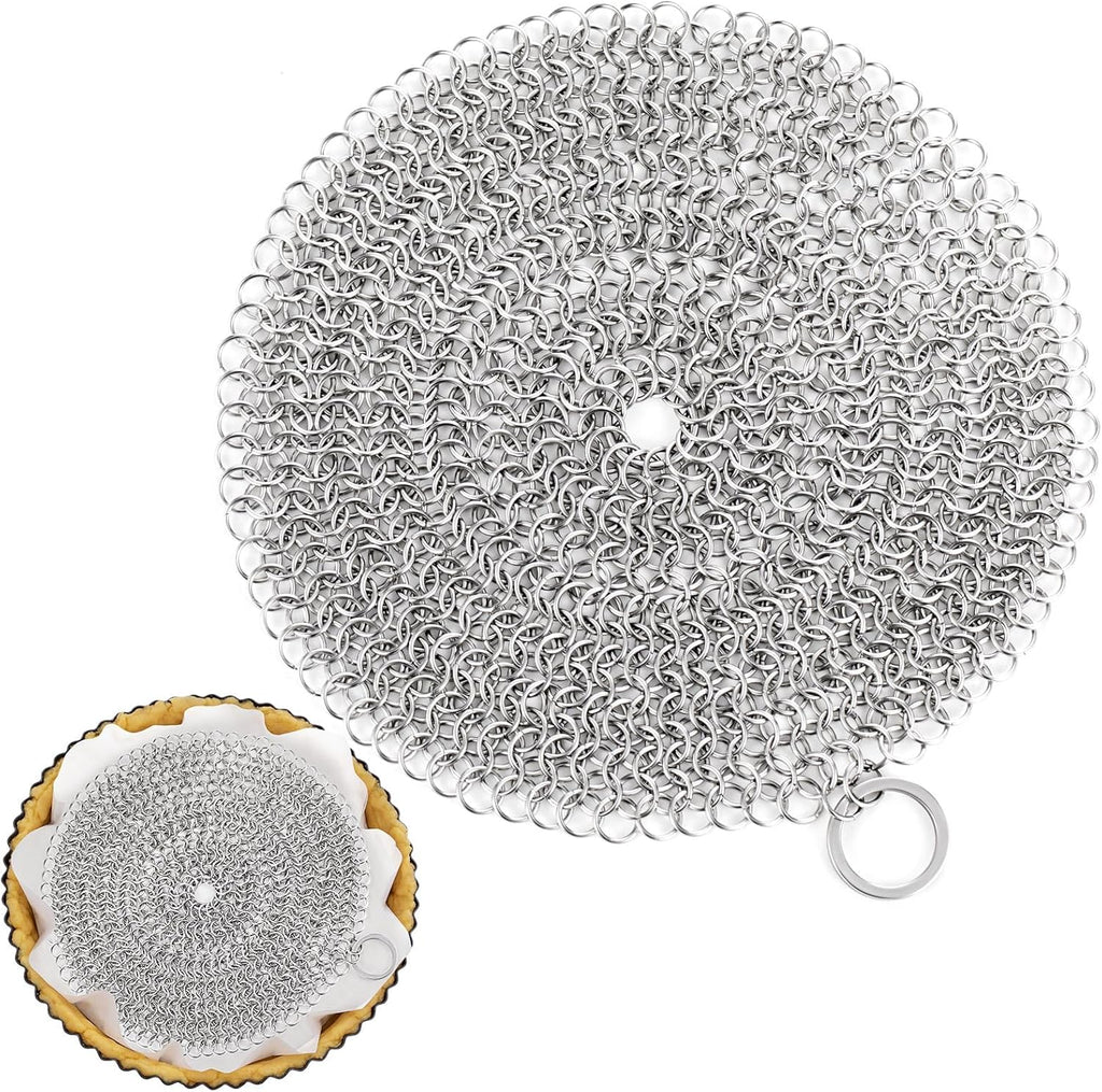 Patelai 1 Pcs Stainless Steel Pie Weights for Baking Universal Fit Pie Weight for 7-10 Inch Pies Round Metal Pies Weights Chain Dishwasher Safe Durable Blind Baking Dough Cooking Pastry (8 Inch)