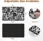 Arttown Coffee Mat for Countertops, Graffiti Abstract Letters Old School Black Dish Drying Mat 2 Pcs for Kitchen Bar Accessories, Coffee Maker Espresso Machine Dish Rack Hide Stain Rubber 12x19in