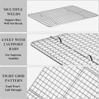 Baking Sheet with Cooling Rack Set [2 Sheets + 2 Racks], Deedro Stainless Steel Cookie Half Sheets Baking Pan Oven Tray with Rack, 12 x 10 x 1 Inch, Heavy Duty, Non-toxic, Dishwasher Safe