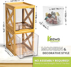 Bamboo Snack & Pantry kitchen Organizer – 2 Pack Bamboo Stackable Storage Drawers – Pull Out Storage for Cookies, Spices, Coffee Pods & K Cups – Clear Acrylic Drawer for Countertop Use