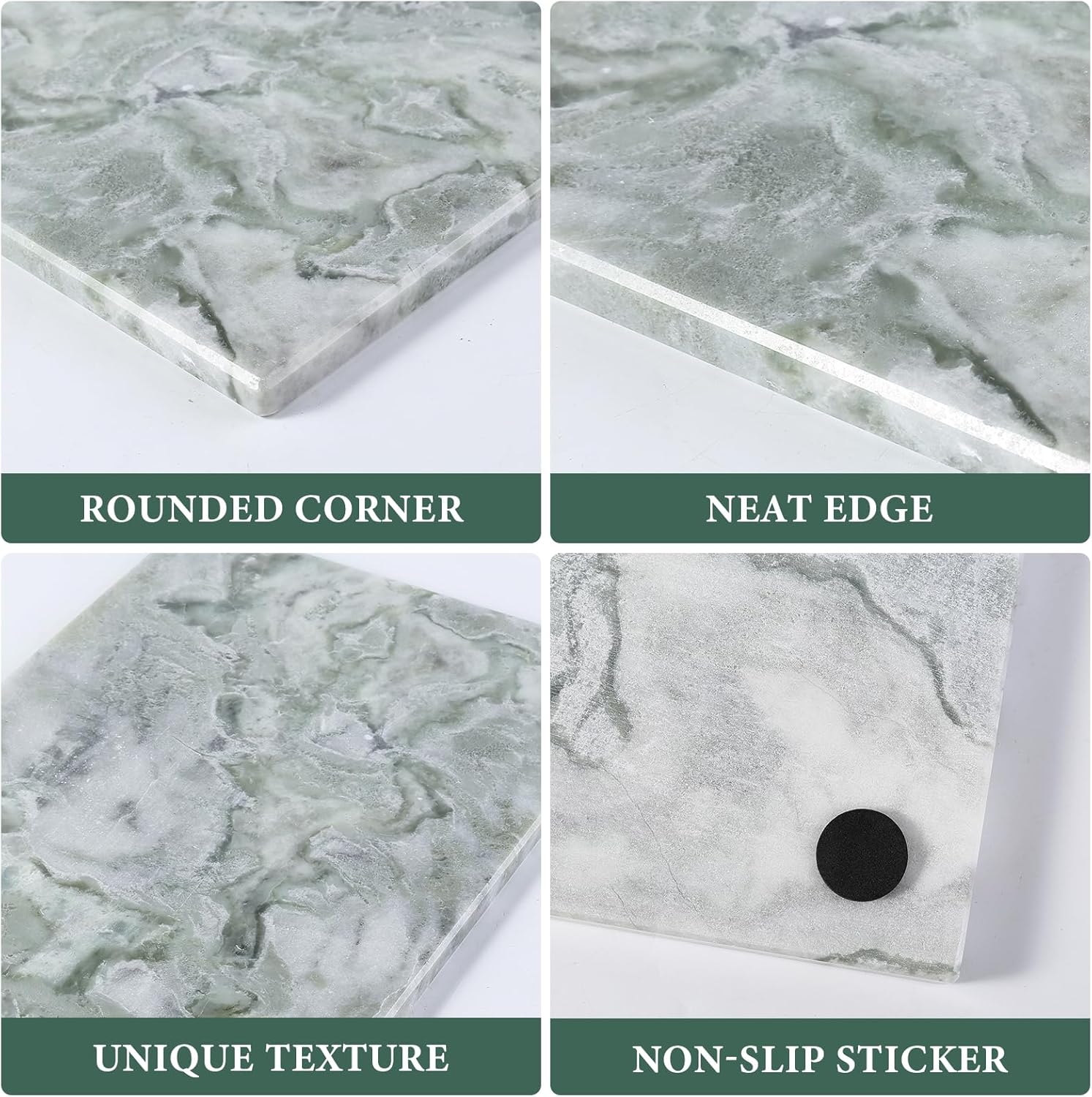 Koville Green Marble Cutting Board for Kitchen Countertop, 12" x 8" Real Marble Pastry Board Stone Slab Stone Cheese Boards for Home Decor, Bathroom Perfume Tray Candle Plate(Bianco Palomino)