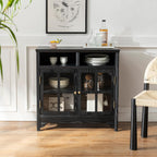 Chogori 31.5" Solid Wood Buffet Cabinet with Storage, Farmhouse Sideboard with 2 Doors, Coffee Bar Cabinet for Dining Room, Kitchen, or Living Room, Black