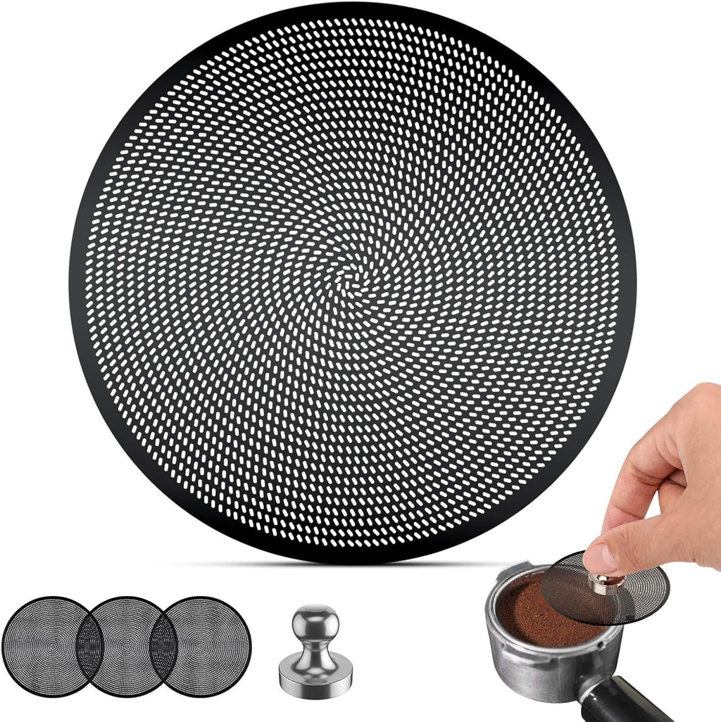 3 Pcs 58mm Espresso Puck Screen - 0.2mm Ultra Thin Espresso Puck, Metal Reusable Coffee Filter, Compatible with Espresso Machine 58mm Portafilter Basket (Black)