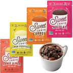Sweet Logic Keto Dessert Mug Cake Mixes - Variety Pack - Triple Chocolate, Carrot Cake, Lemon Poppyseed, & Orange Almond - Low Sugar - Low Carb - Gluten-Free - High Protein - All Natural (4 Pack)
