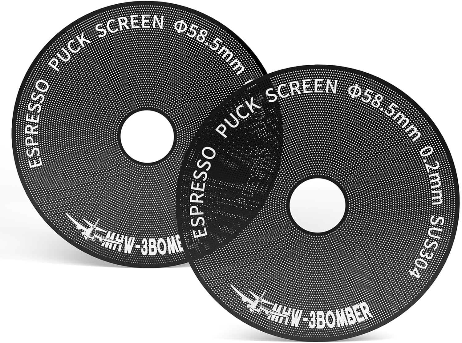 MHW-3BOMBER 58mm Espresso Puck Screen - 0.2mm Ultra Thin Espresso Puck with Round Hole - Reusable Coffee Filter for La Marzocco/Gaggia - Puck Screen 58mm with Titanium Coating FG7049B-OS