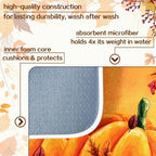 Autumn Fall Dish Drying Mat Harvest Pumpkin Maple Leaf 18 X 24 Inch For Kitchen Counter Reversible Dish Drying Pad Water Absorbing And Drying Mat For Kitchen Coffee Bar Decoration