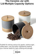 Coffee Storage Containers with Lids, Ceramic Coffee Container Kitchen Jars with Airtight Lid for Candy Spice Sugar Tea Bag, Decorative Kitchen Canisters for Countertop, Black & 42 fl.oz