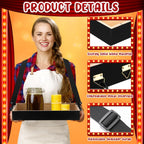 Marsui 2 Pcs Halloween Snack Trays with Straps 15 x 11 x 2 Inch Wooden Movie Night Snack Drink Trays Vendor Usherette Popcorn Drink Beverage Carrier for 20's Theme Carnival Party Costume(Black)