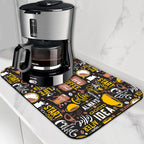 Coffee Dish Drying Mat,12"X19" Absorbent Fast Dish Drying Mat for Kitchen Counter Pot and Pan, Kitchen Accessories