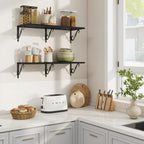 RICHFOCUS 12 Inch Deep Floating Shelves for Wall, 31.5" W x 12" D Black Wood Wall Shelves Set of 2, Wide Floating Shelves for Living Room, Bedroom, Kitchen, Bathroom and Decor Storage, Black