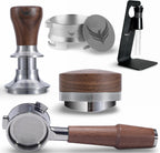 Breville Espresso Machine Accessories Set 54mm Walnut Bottomless Portafilter,Calibrated Tamper, Coffee Distributor, WDT Tool, Espresso Funnel and Filter