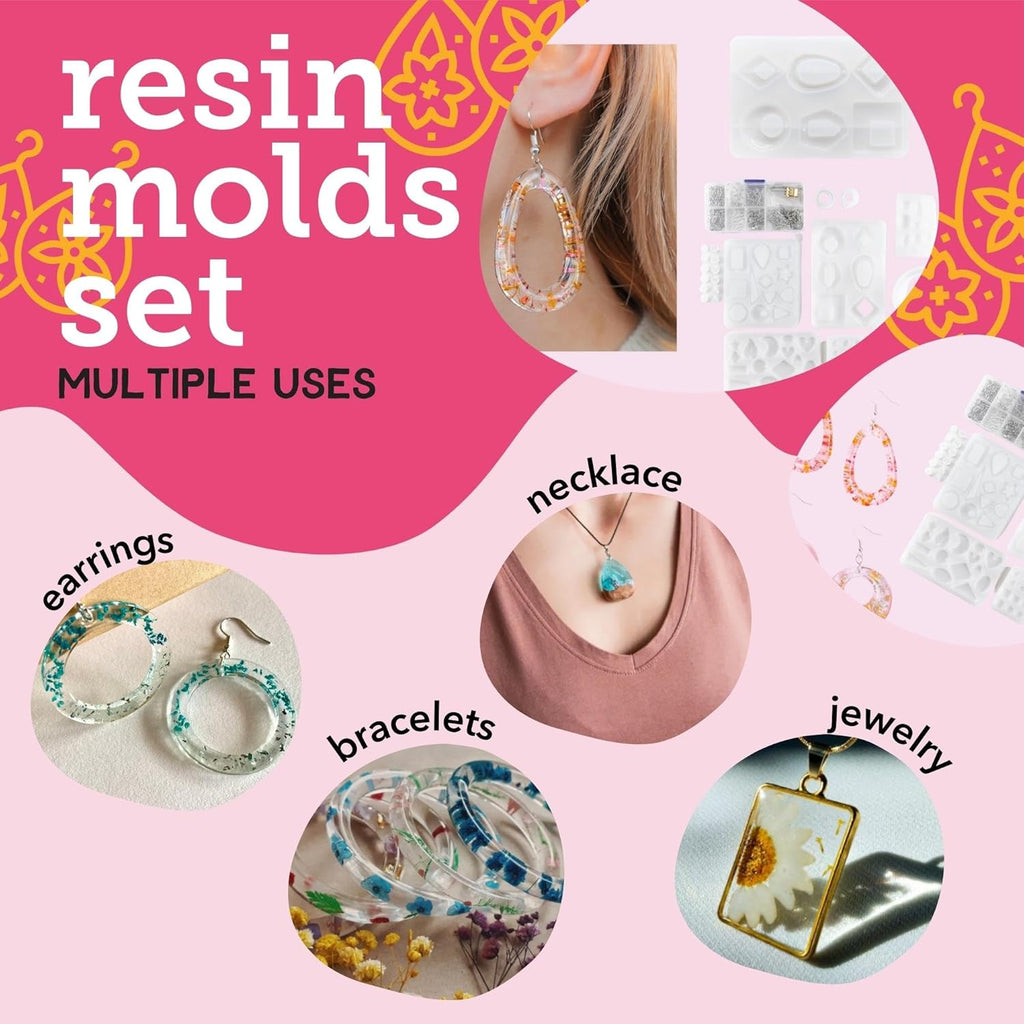 Incraftables Epoxy Resin Molds Kit Bundle. Silicone Resin Kit with Molds including 24pcs Molds, Earring, Keychain, Bracelet & DIY Jewelry Making Supplies. Large Epoxy Resin Kits and Molds Complete Set