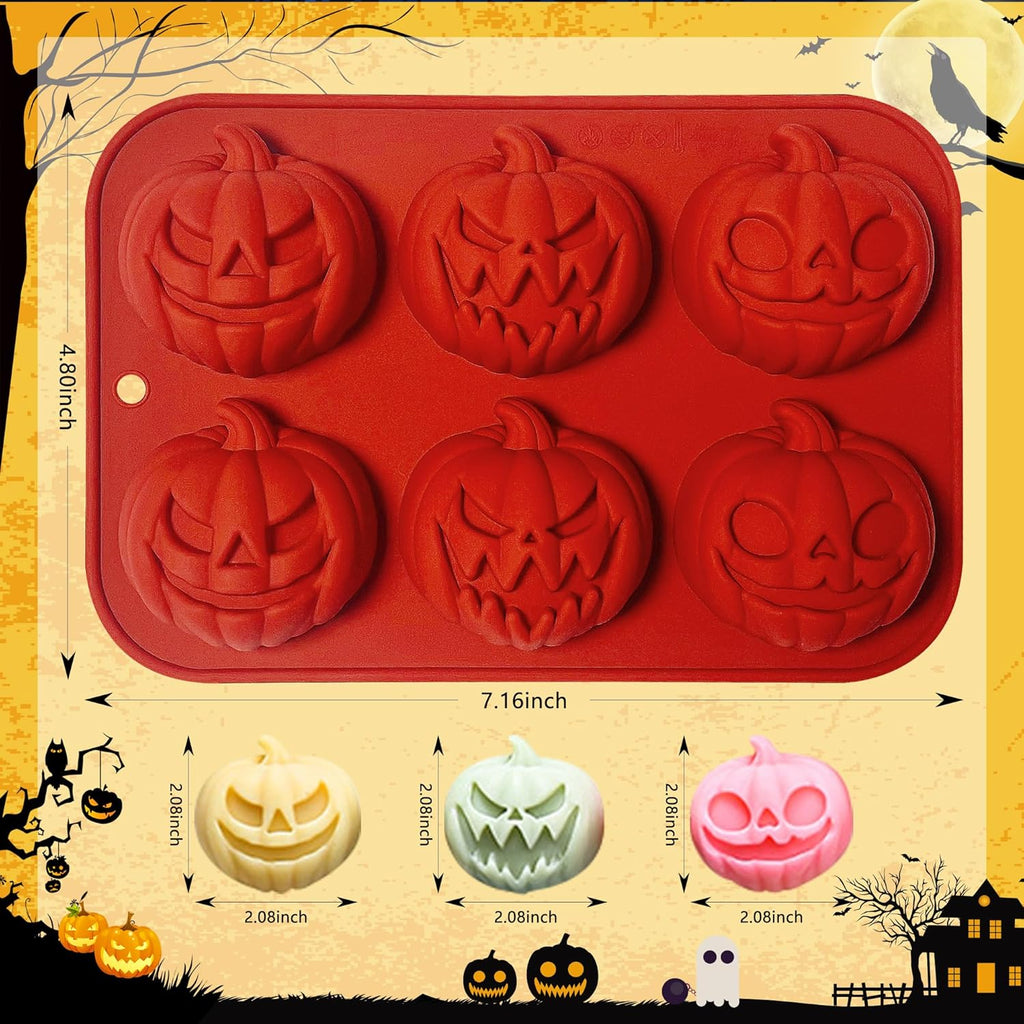 2Pcs Halloween Pumpkin Molds Silicone for Chocolate Candy, 3D Halloween pumpkin Molds Silicone for Candy Gummy (Pumpkin)