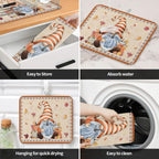 Fall Dish Drying Mat for Kitchen Counter Pumpkin Gnome Drying Pad Absorbent Drying Mats for Countertops Sinks Draining Racks Autumn Maple Leaves Drainer Holiday Harvest Thanksgiving Decorations 16x18