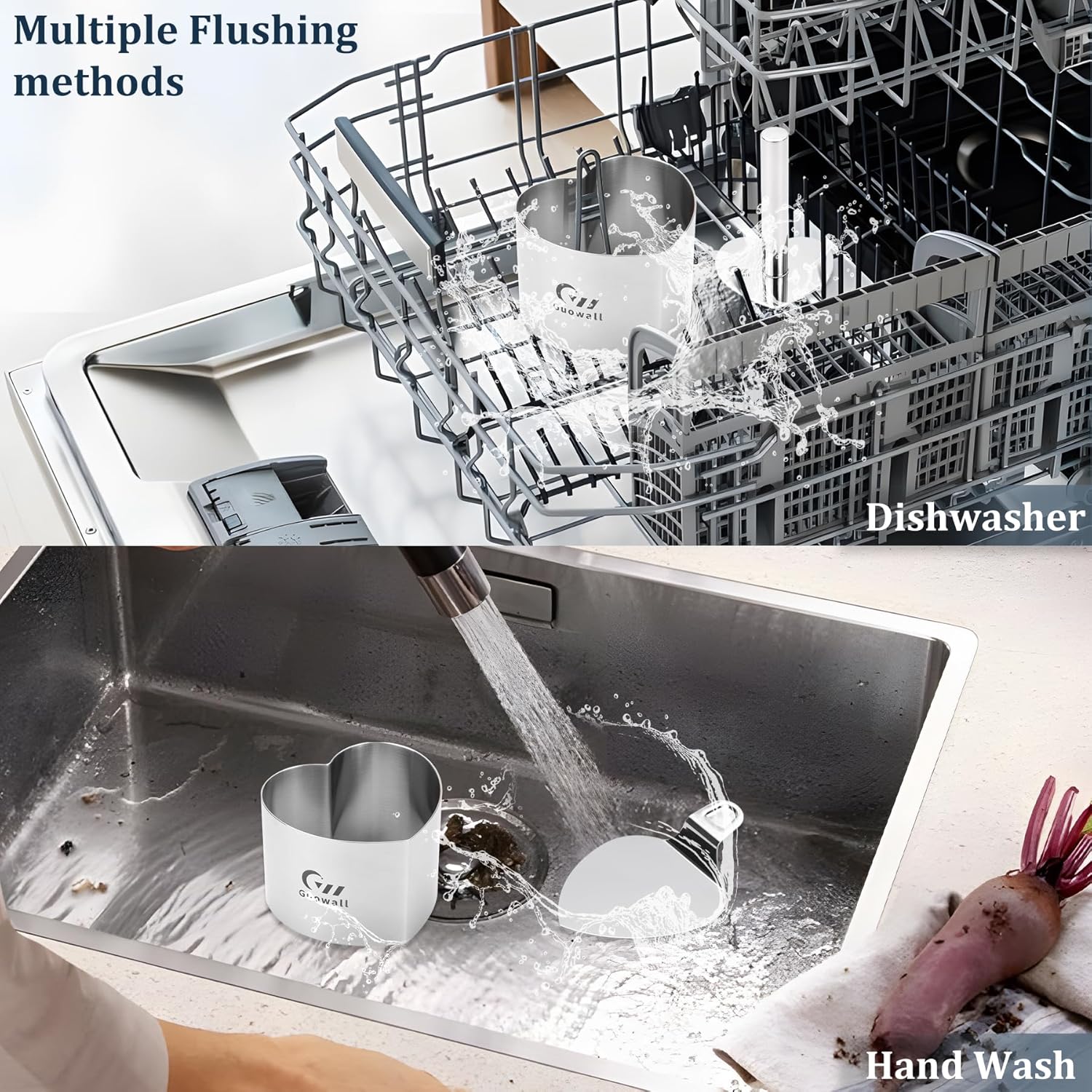 Guowall Heart Shaped Seamless Cake Ring, 3 inch Mousse Mold for Baking, Nonstick Stainless Steel Heart Dessert Mould Set, Includes 1 lifter, 1 pusher and 6 rings