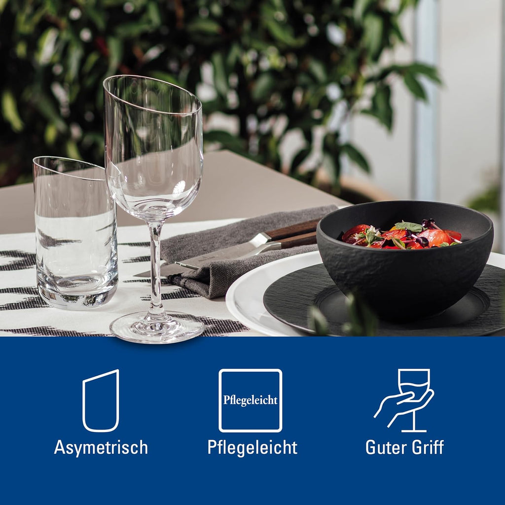 Villeroy & Boch NewMoon Set, 4 Pieces, Elegant, Modern Sloping White Wine, Crystal Glass, Transparent, Dishwasher Safe