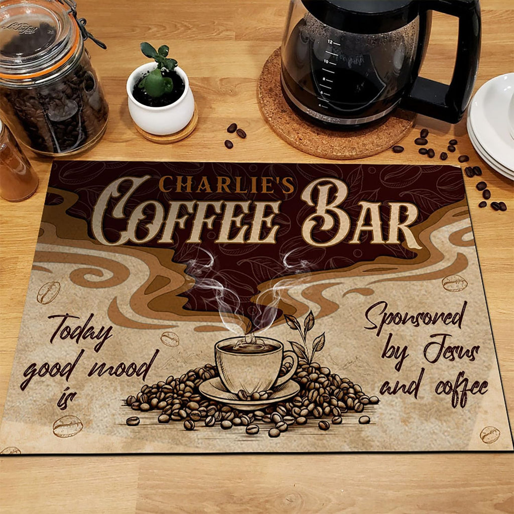 THUYPT Personalized Absorbent Coffee Mat for Counter, Coffee Drying Mat Coffee Bar Accessories, Kitchen Counter Coffee Maker Coffee Station Decoration (05)