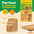Riveira Two Tone Bamboo Wood Cutting Board – Versatile And Durable: Set Of 3 Pcs Rectangular Wooden Cutting Board – Natural Wooden Cutting Boards For Kitchen – Complete Bamboo Wooden Chopping Board