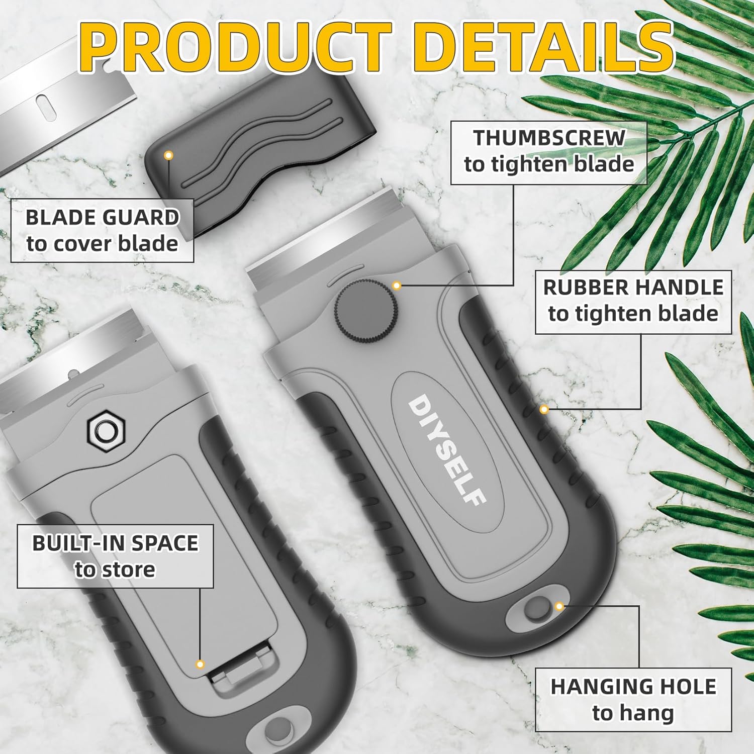 DIYSELF Razor Blade Scraper, 1 Pack Razor Scraper with 15 Razor Blades, Ergonomic Handle, Scraper for Cleaning Glass Stove Top, Windows, Razor Scraper Tool for Oven Door, Cooktop