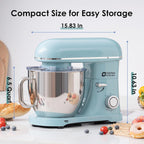 Kitchen in the box Stand Mixer - 900W Kitchen Mixer with Bowl 6.5 QT,Bread Dough Standing Mixers Tilt-head with Dough Hook, Whisk, Flat Beater and Splash Guard (Blue)