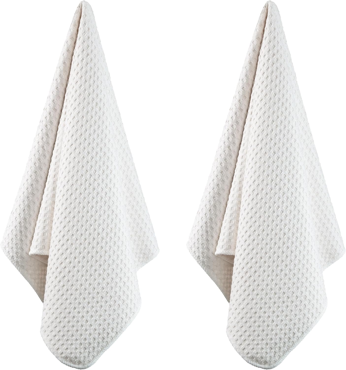 POLYTE Ultra Premium Microfiber Kitchen Dish Hand Towel Waffle Weave, 8 Pack (16x28 in, Off White)