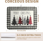 Merry Christmas Dish Drying Mat Buffalo Plaid Large Kitchen Mats Dish Drying Pad Xmas Christmas Tree Absorbent Dish Dryer Mat for Kitchen Countertops Microfiber Drainer Pad Dish Drying Mats (18x24 in)