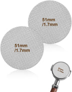 Puck Screen 51mm, Premium 316 Stainless Steel Reusable Espresso Puck Screen Filter - 1.7mm Thickness 150μm for Espresso Portafilter Filter Basket, 2 Pack