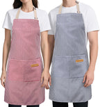 2 Pack Kitchen Cooking Aprons, Soft Aprons for Women Men with 2 Pockets Chef Apron with Adjustable Neck Strap and Long Tie